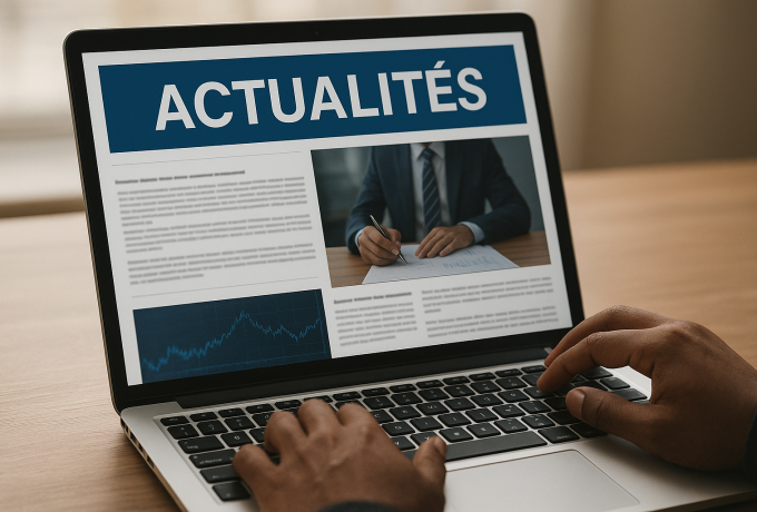 Mains d'une personne de race noire devant un écran qui affiche une actualité